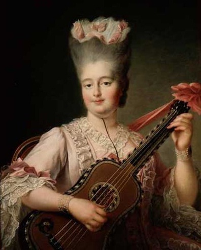 Madame Clotilde playing the guitar